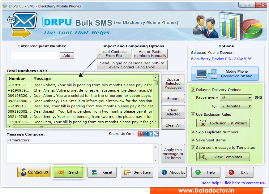 Bulk SMS for BlackBerry Mobile Phones