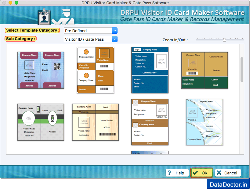 Select pre-defined template