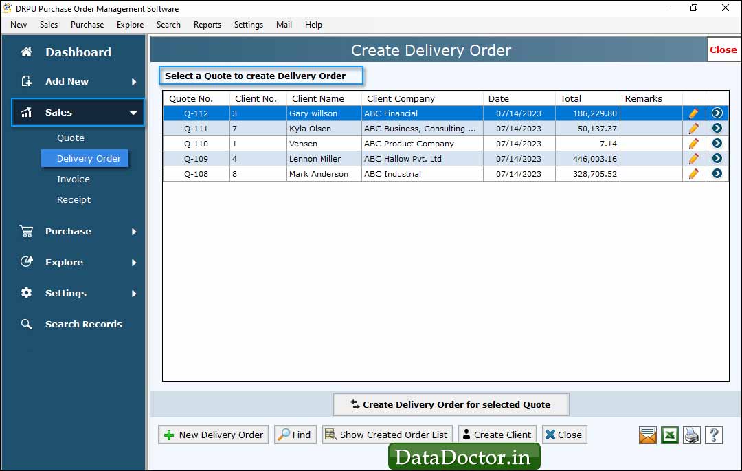Create Delivery Order