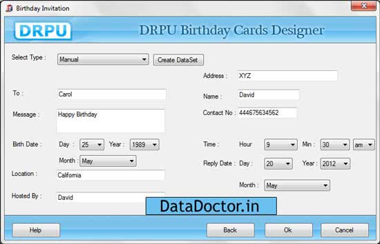 Screenshot of Birthday Cards Maker Software