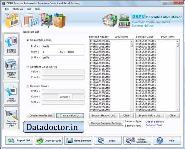 Screenshot of Retail Barcode Solution