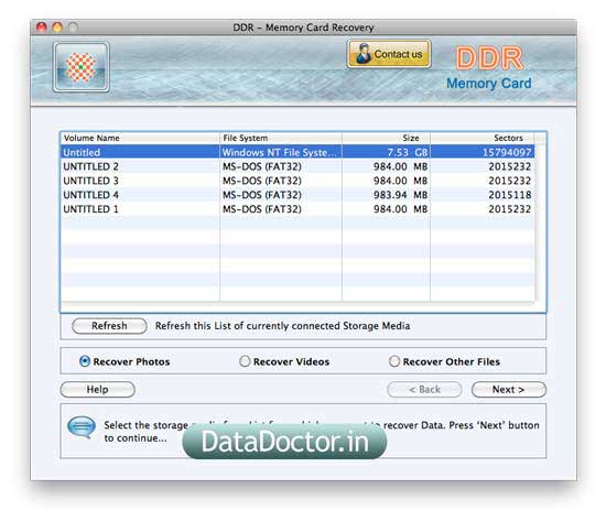 Screenshot of Memory Card Recovery Mac
