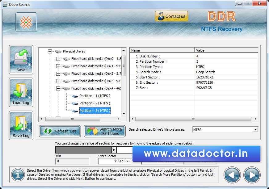 Screenshot of NTFS Partition Data Recovery