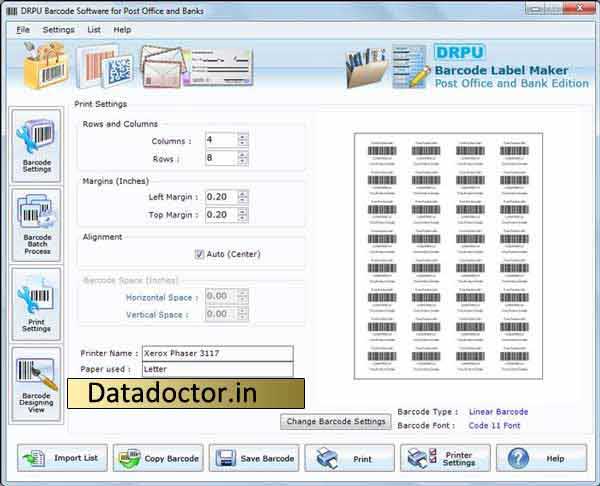 Screenshot of Bank Business Barcode Software