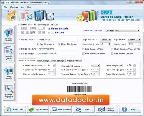Screenshot of Library Barcode Generator