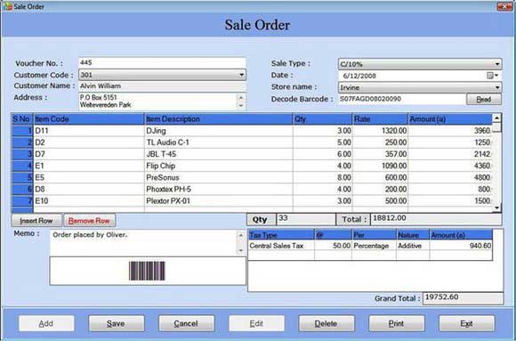 Billing Management with Barcode screen shot