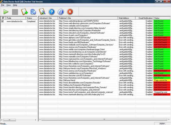 Screenshot of Reciprocal Link Checker Software