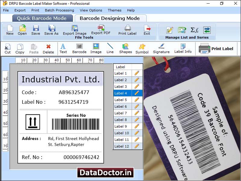 Barcode Label Creator screen shot