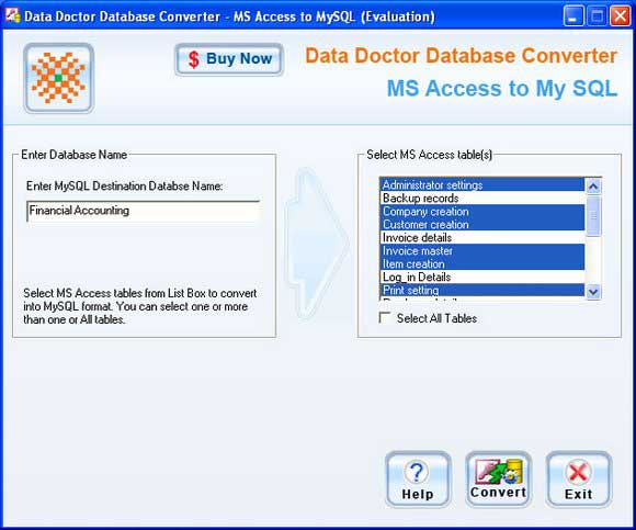 Screenshot of Microsoft Access Database Converter
