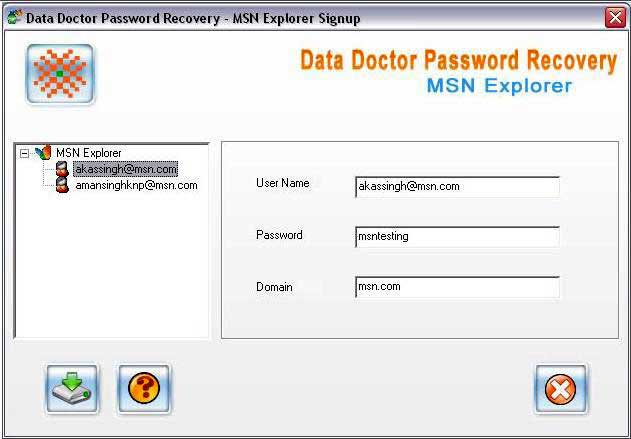 Screenshot of MSN Password Unmask Software
