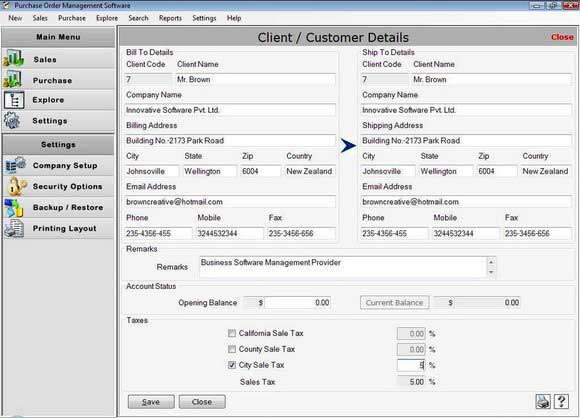 Purchase Order Business Software screen shot