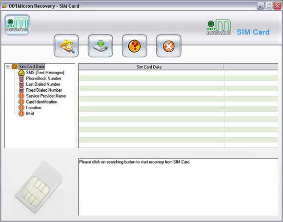 Screenshot of Recover Contacts Sim Card