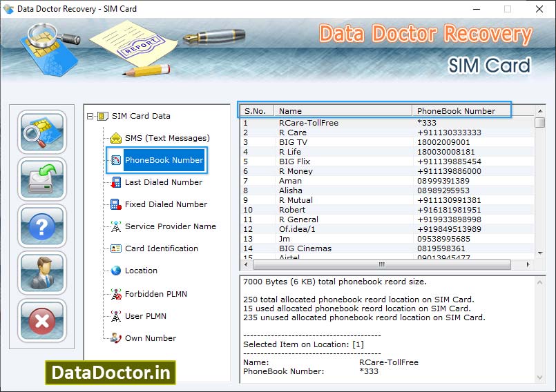 Screenshot of Sim Card Data Recovery