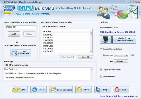 Screenshot of BlackBerry Mobile Marketing 6.0.1.4