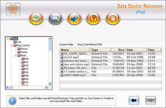 Screenshot of iPod Lost Data Restoration Software