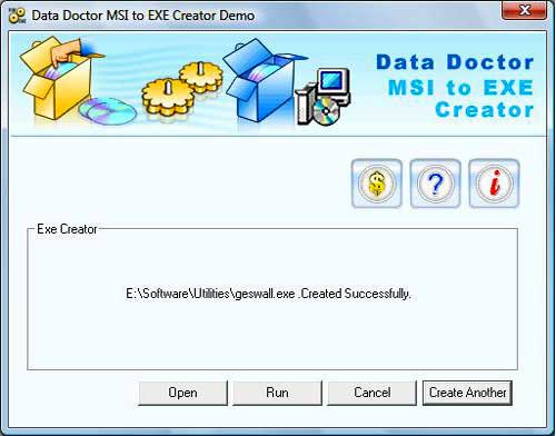 Screenshot of MSI Installer to EXE Creator