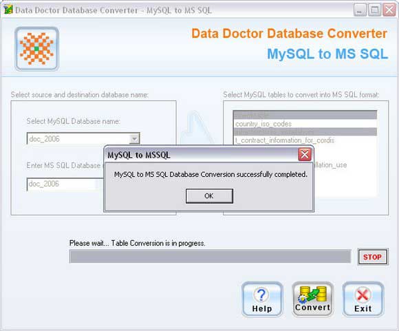 Screenshot of Freeware MySQL to MSSQL Converter