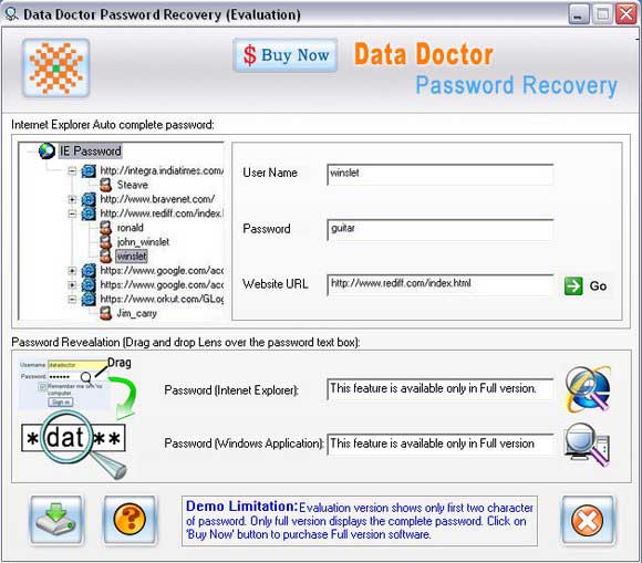 Screenshot of AOL Email Password Recovery Software