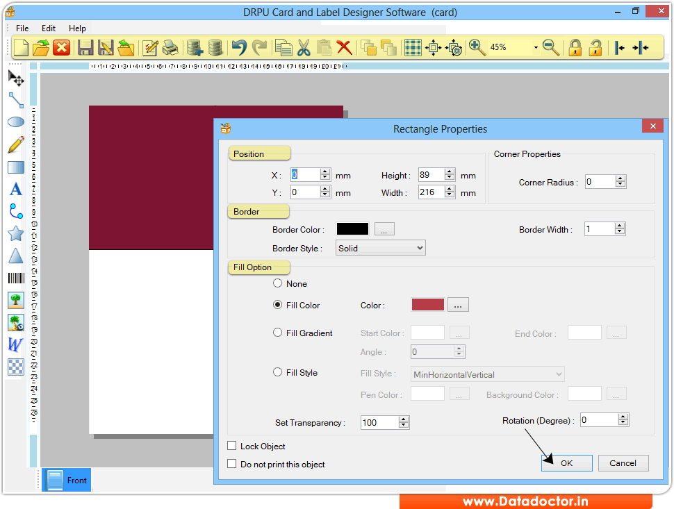 Screenshots of Card and Label Maker Software to design cards