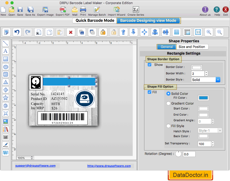 Screenshots of MAC Barcode Label Maker Corporate Edition to create