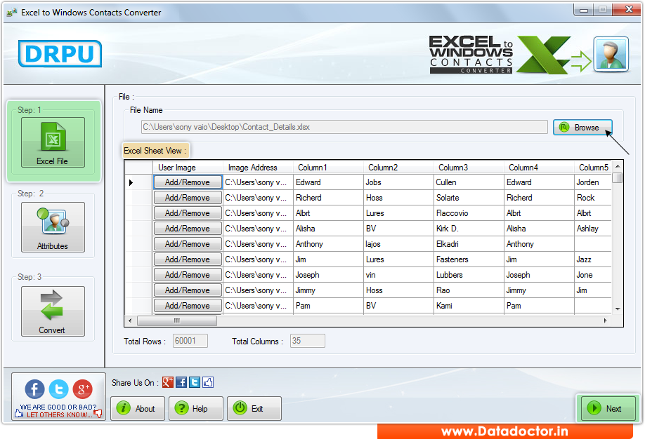 Excel to Windows Contacts Converter