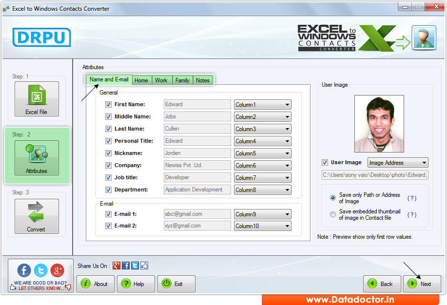 Excel to Windows Contacts Converter