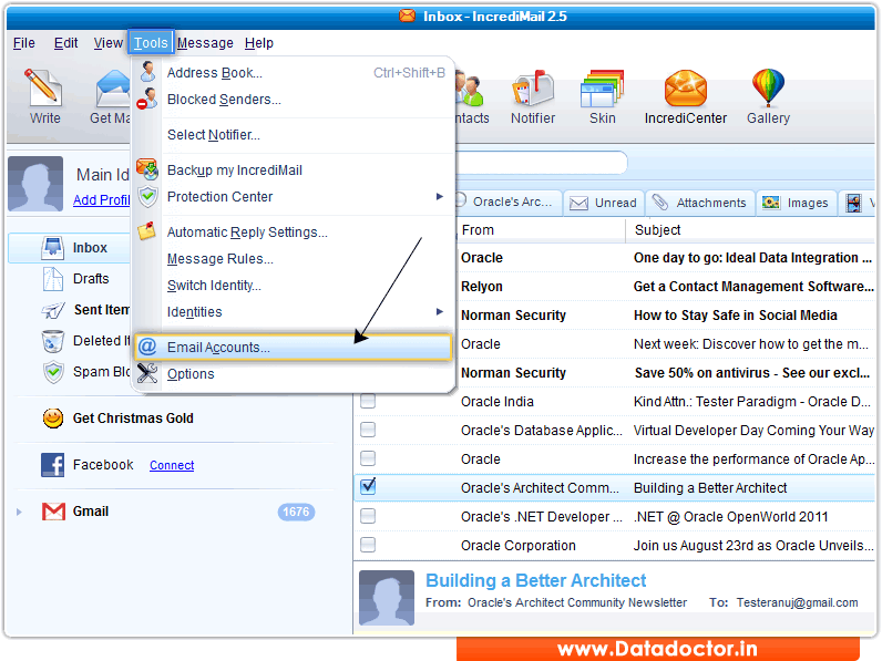 Click on Tools menu