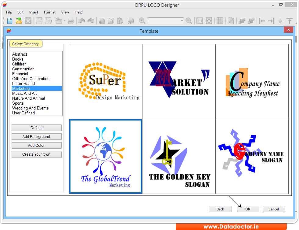 Screenshots of Logo Maker Software to learn how to design business logo