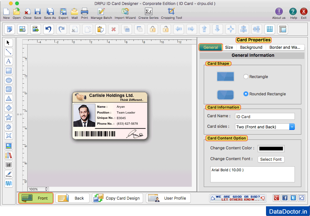 Screenshots of Mac ID Cards Maker (Corporate Edition) to generate