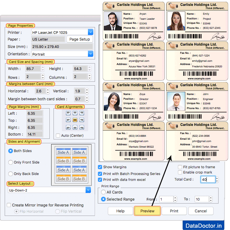 Screenshots of Mac ID Cards Maker (Corporate Edition) to generate