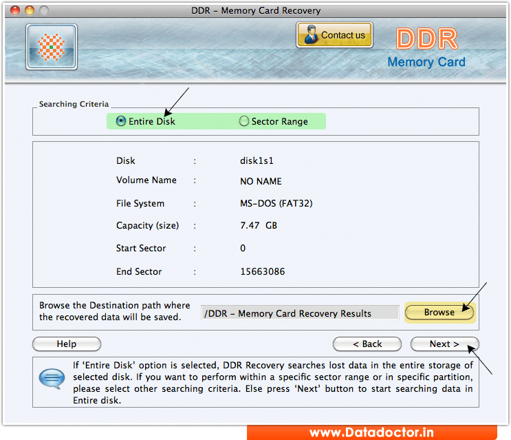 Screenshots of Mac Memory Card Data Recovery software to restore