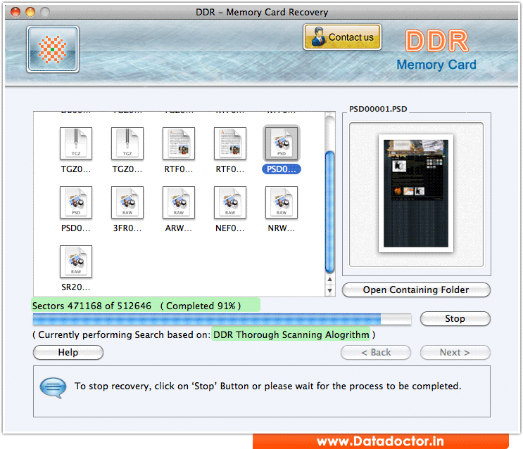 Screenshots of Mac Memory Card Data Recovery software to restore