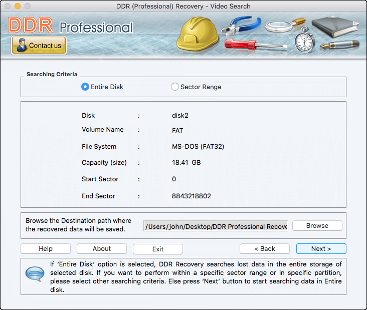 Entire Disk’ or ‘Sector Range’