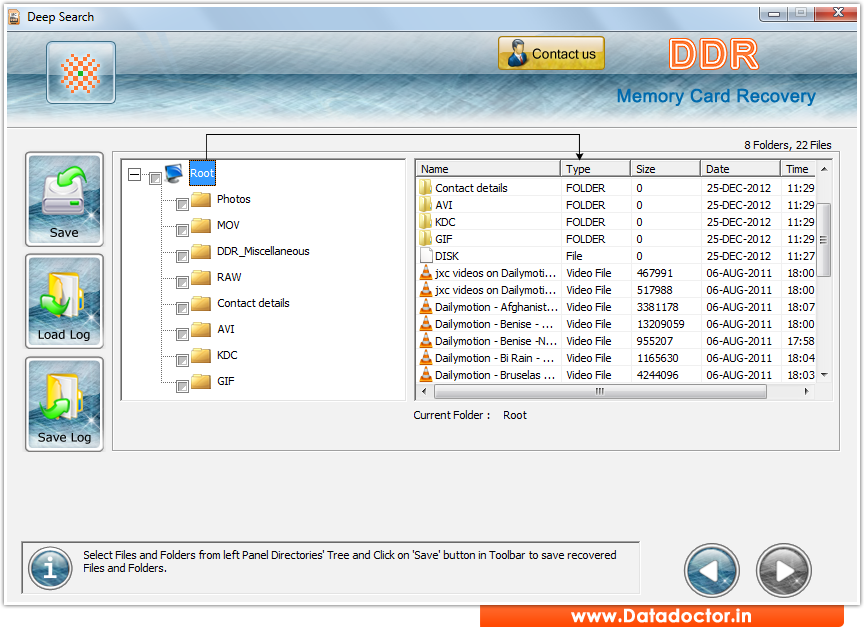 Memory Card Data Recovery software screenshots restores deleted files