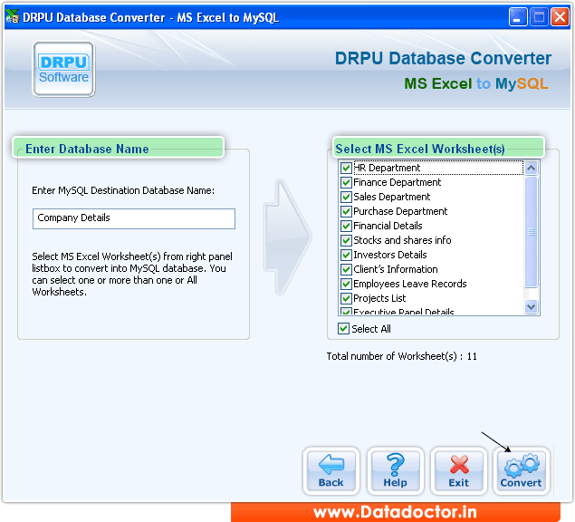 MS Excel to MySQL Database Converter