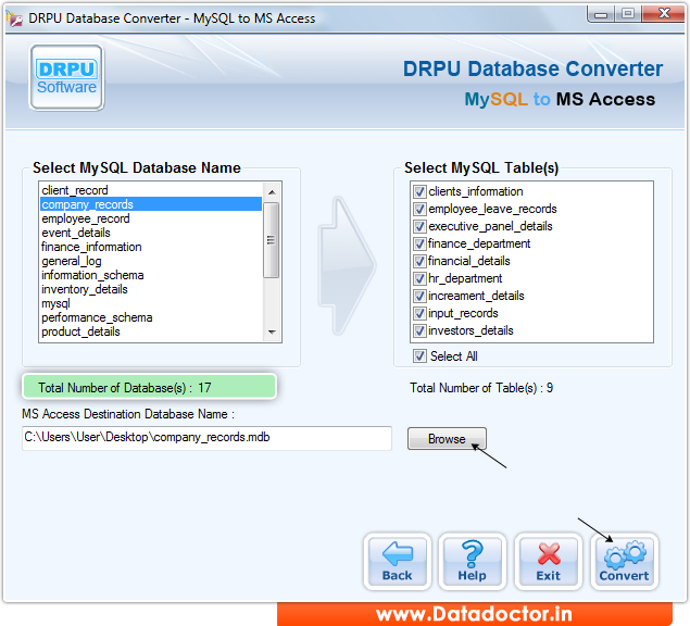 MySQL to MS Access Database Converter