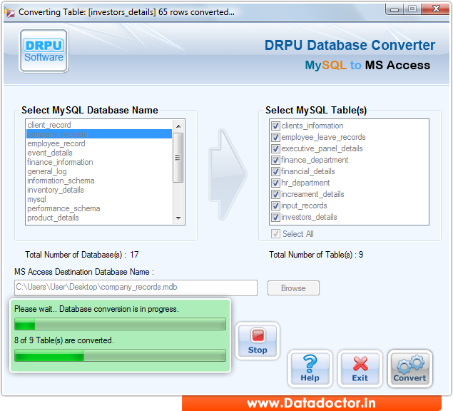 MySQL to MS Access Database Converter