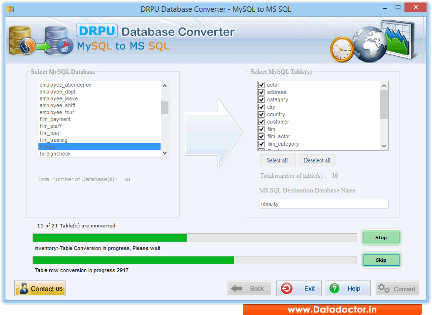 MSSQL to MySQL Database Converter