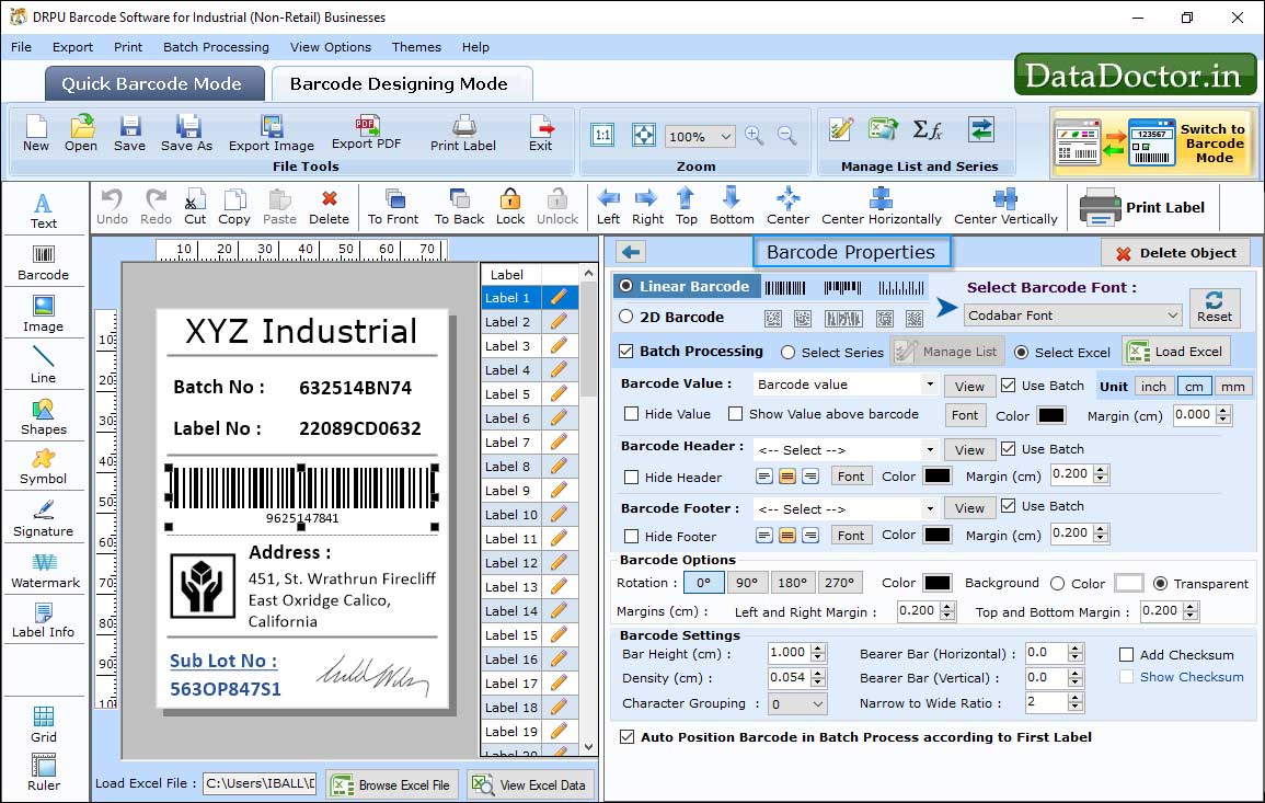 Barcode properties Barcode properties