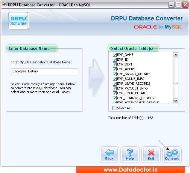 Oracle to MySQL Database Converter