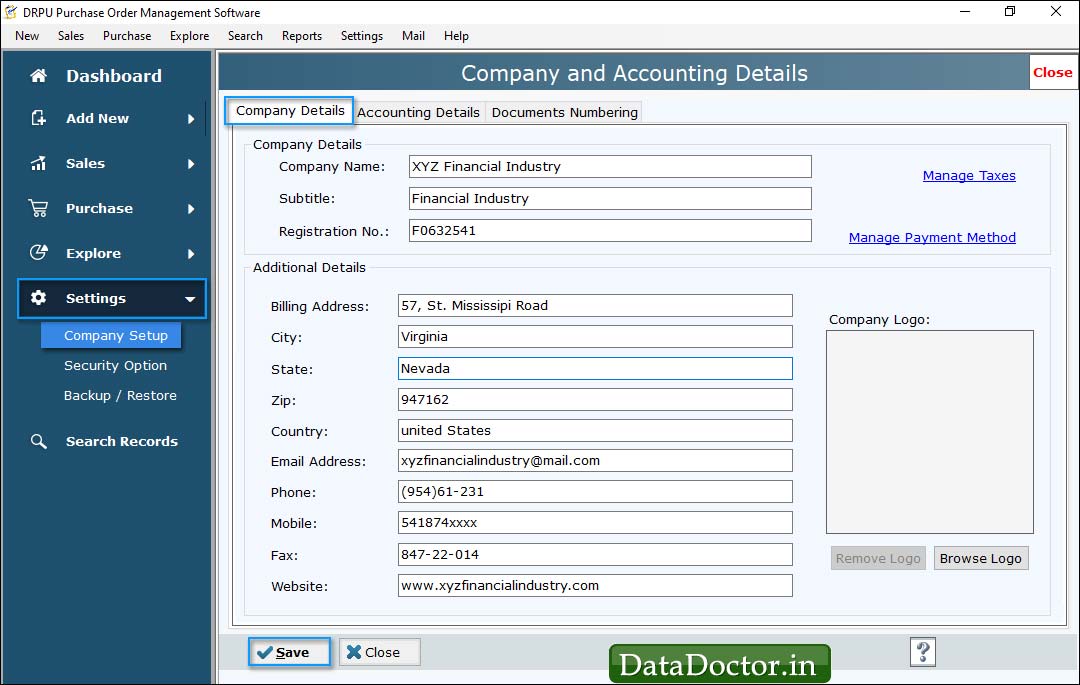 Company and Accounting Details