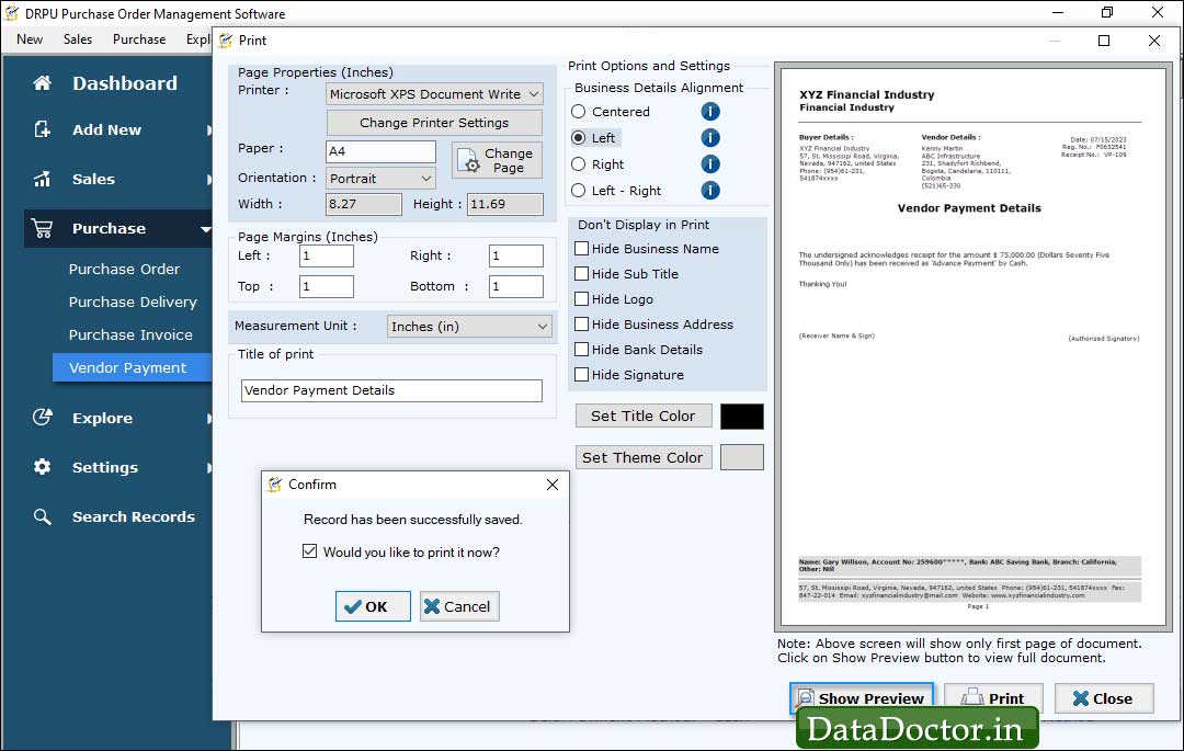 Print invoice