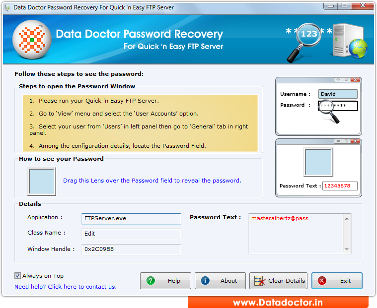 Password Recovery Software For Quick 'n Easy FTP Server