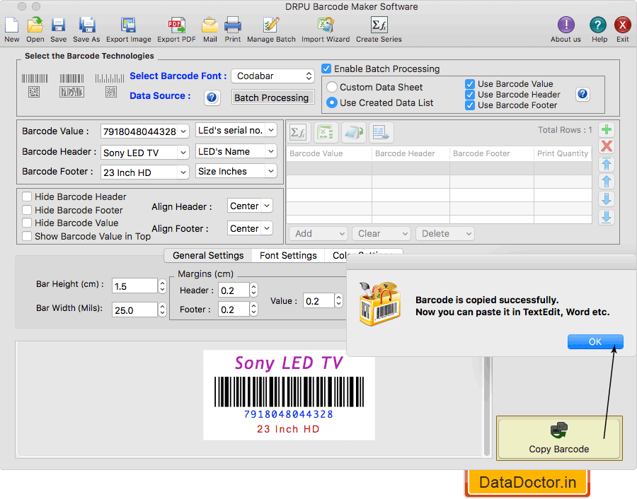 Screenshots of Barcode Label Maker for Mac to create price stickers