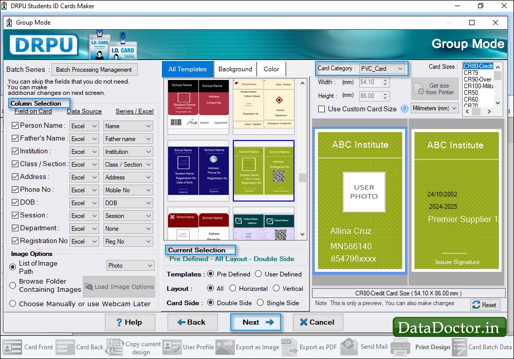 Card Properties Student ID Cards Maker
