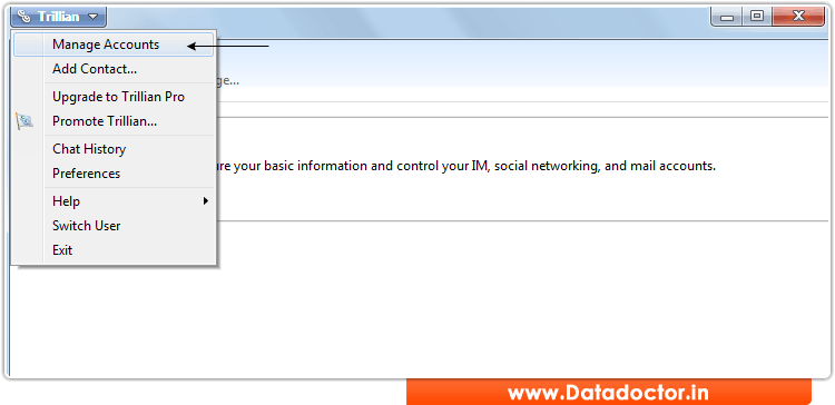 Select manage accounts Select manage accounts