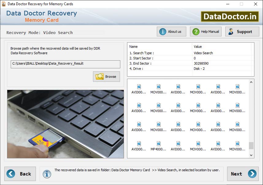 Screenshot of Memory Card Data Recovery Software